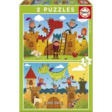 Educa 2x48 Parça Çocuk Puzzle (Dragons and Knights)