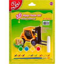 Bubu 3D Ahşap Maket Puzzle + Boyama Seti (Forklift)