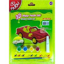 Bubu 3D Ahşap Maket Puzzle + Boyama Seti (Spor Otomobil)