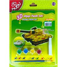 Bubu 3D Ahşap Maket Puzzle + Boyama Seti (Tank)