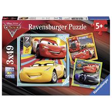 Disney Cars 3 3x49 Parça Çocuk Puzzle (Ravensburger 080151)