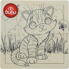 Bubu 16 Parça Boyanabilir Ahşap Puzzle (Kedi)