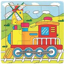 Bubu 9 Parça Ahşap Tren Puzzle (15x15x0,6 cm)