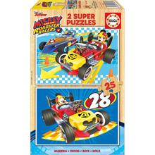 Educa 17234 - 2x25 Parça Mickey and The Roadster Racers Ahşap Puzzle