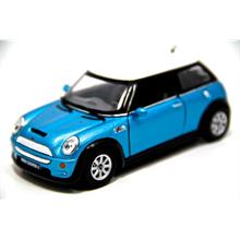 Mini Cooper S Mavi Çek Bırak Metal Araba (1:28)
