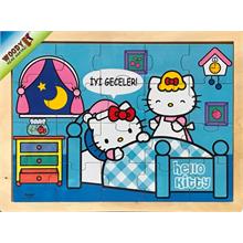 Hello Kitty Zamanlar - İyi Geceler - 20 Parça Ahşap Frame Puzzle