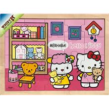 Hello Kitty Zamanlar - Merhaba - 20 Parça Ahşap Frame Puzzle