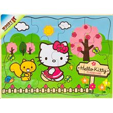 Hello Kitty 12 Parça Ahşap Mevsimler-İlkbahar Puzzle