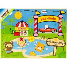 Hello Kitty 12 Parça Ahşap Mevsimler-Yaz Puzzle