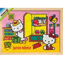 Hello Kitty 20 Parça Ev Aktiviteleri Ahşap Yapboz (Gardrop)