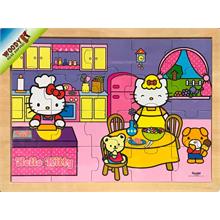 Hello Kitty 20 Parça Ev Aktiviteleri Ahşap Yapboz (Yemek Vakti)