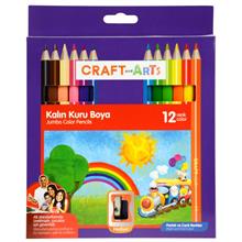Craft and Arts 12 Renk Jumbo Kuru Boya Kalemi - Kalemtraş Hediyeli