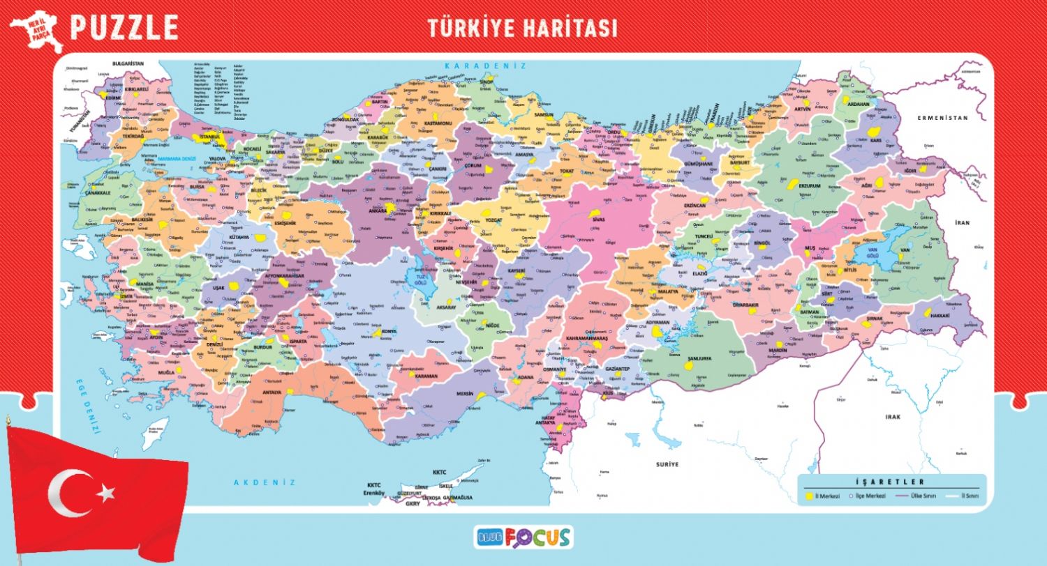 Blue Focus 56x30 cm Büyük Boy Türkiye Haritası Puzzle