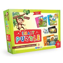 Blue Focus 55 Parça Smart Puzzle (10 Farklı Hayvan Puzzle)