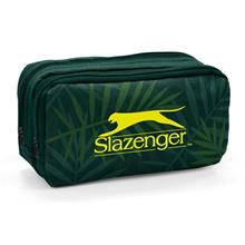 Slazenger Yaprak Desenli Yeşil Kalem Çantası (İki Bölmeli - 12430)