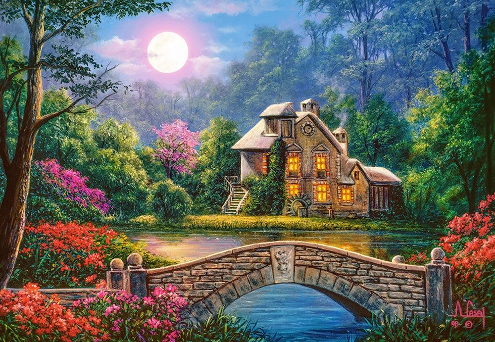 Castorland 1000 Parca Puzzle Cottage In The Moon Garden
