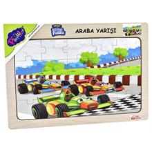 PlayWood 20 Parça Sempatik Yarış Arabaları Ahşap Eğitici Puzzle