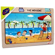 PlayWood Renkli Plaj 20 Parça Ahşap Eğitici Yapboz