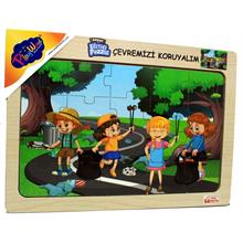 PlayWood Ahşap Puzzle 20 Parça Çevremizi Koruyalım - Temizlik