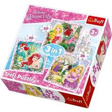 Trefl Prenses Rapunzel, Aurora ve Ariel 3 lü Çocuk Puzzle  (20+36+50 Parça)