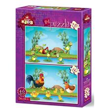 Art Kids Hayvanlar ve Yavruları 35+60 Parça 2 li Çocuk Puzzle