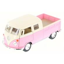 Açık Pembe 1963 Volkswagen Bus Double Cab Pickup 1:34 Metal Çekbırak Araba