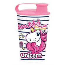 Kız Çocuk İçin 340 ml Pembe Unicorn Desenli Kapaklı Bardak