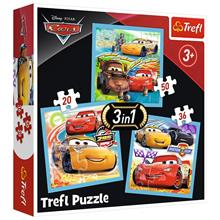 Trefl Disney Cars 3 Yarışa Hazırlık 3 lü Yapboz Seti - 20+36+50 Parça