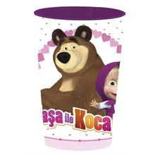 Herevin 340 ml Maşa İle Koca Ayı Mor PP Bardak - Kız Çocuk - Okul, Parti, Piknik