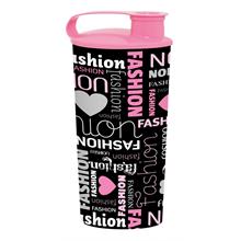 Herevin 470 ml Fashion Kapaklı Plastik Bardak - Siyah/Pembe