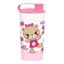 Herevin 470 ml Pembe Ayıcık Kapaklı Plastik Bardak - Kız Çocuk - Pembe