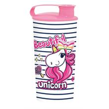 Herevin 470 ml Unicorn Kapaklı Plastik Bardak - Kız Çocuk - Pembe