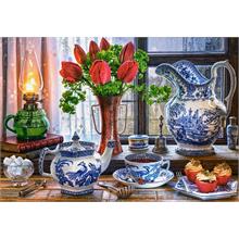 Castorland 1500 Parça Porselen Çay Seti ve Laleler Puzzle