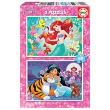 Educa 2 x 48 Parça Ariel ve Jasmin Çocuk Puzzle (18213)