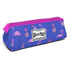 Coral High Üç Gözlü Pembe-Eflatun Flamingo Baskılı Kalem Çantası - Kız Çocuk