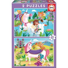 Educa Unicornlar ve Periler 2x20 Parça Puzzle (18064)