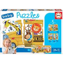 Educa 19 Parça Hayvanlar ve Okul Otobüsü Baby Puzzle