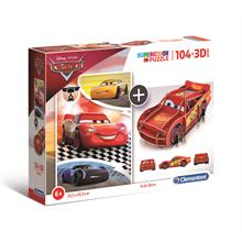 Clementoni 104 Parça Cars Çocuk Puzzle + 3D Şimşek Mcqueen Maket