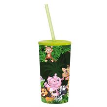 Hayvan Desenli 470 ml Pipetli Bardak