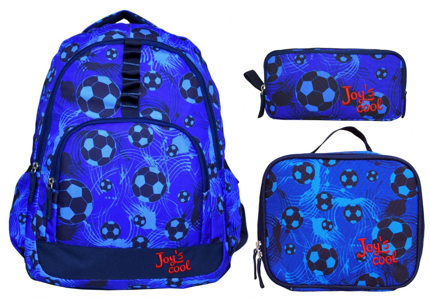 Joy s Okul Futbol Baskılı Erkek Çocuk Mavi İlkokul Çanta Seti