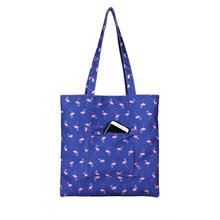 Cennec Mavi Flamingo Desenli Alışveriş Çantası