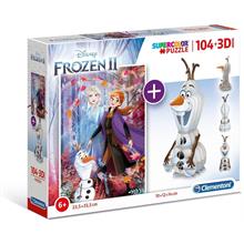 Clementoni 104 Parça Frozen Puzzle + 3D Model Olaf 2 Maket