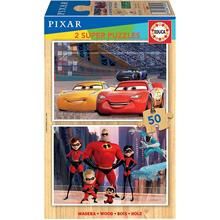 Educa 2x50 Parça Cars ve The Incredibles Ahşap Puzzle