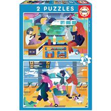 Educa 2x48 Parça Havaalanı ve Tren Çocuk Puzzle