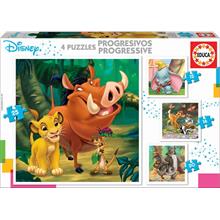 Educa 12+16+20+24 Parça Dumbo+Bambi+Lion King+Jungle Book Puzzle