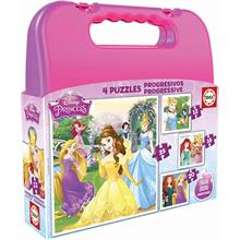 Educa 12+16+20+25 Parça Disney Prensesler Puzzle - Taşıma Çantalı