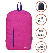 İbag 17 Kırçıllı Pembe Laptop Sırt Çantası