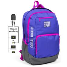 Coral High Sport Mavi-Pembe Laptop Bölmeli Sırt Çantası - USB Çıkışlı