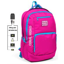 Coral High Sport Pembe-Mavi Laptop Bölmeli Sırt Çantası - USB Çıkışlı