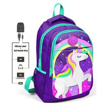 Coral High Kids Unicorn İlk ve Ortaokul Sırt Çantası - USB ve AUX Çıkışlı